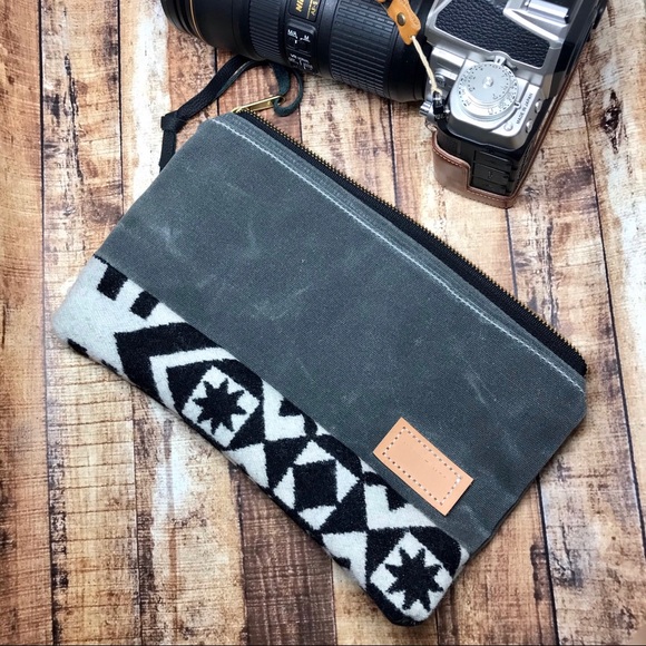 Waxed Canvas & Pendleton Wool Clutch - Picture 2 of 4